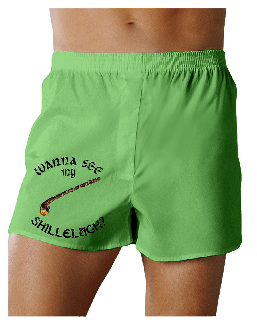Wanna see My Shillelagh - St Patricks Day Green Boxer Shorts