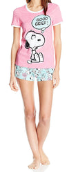 Snoopy Peanuts Juniors Pajama Top and Short Set (teen)-Pajamas-Briefly Stated-Small-Davson Sales