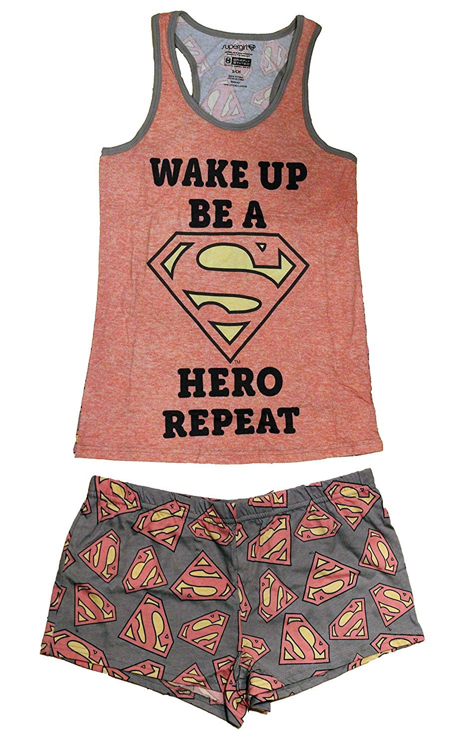 Supergirl Tank Top and Short Set - Juniors-Womens Loungewear-Briefly Stated-Small-Davson Sales