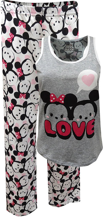 Disney Tsum Tsum Mickey & Minnie Tank Capri Pajama Set for women-Disney-Grey-Small-Davson Sales
