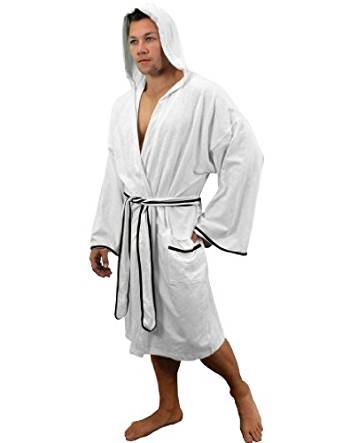 Men's Bathrobe - Cotton Slub Fabric by LOBBO-bathrobe-LOBBO-White-Davson Sales