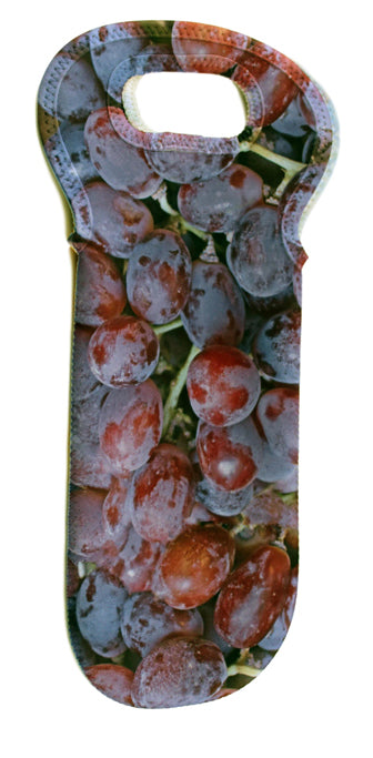 Printed Grapes Wine Tote Bag, Insulated Neoprene Fabric, Christmas Gift